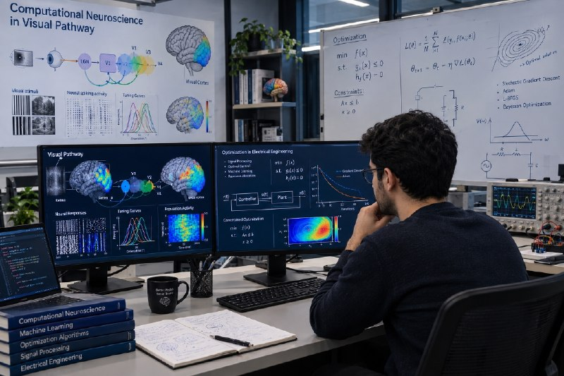 DIOR Lab researcher at a computational neuroscience and optimization workstation